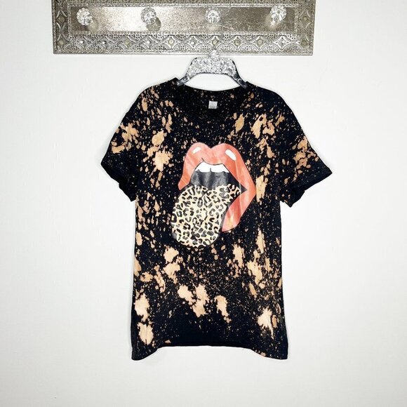 Handmade Bleach Tie Dye Band T-shirt Size Small - Picture 1 of 5